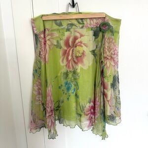 Sheer Floral Chiffon Kimono Cardigan in Lime Green and Pink size 14
